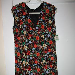 Anne Klein Floral Sleeveless Dress Sz L